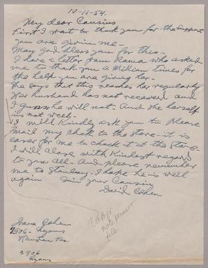 [Letter from David Cohen, October 11, 1954
