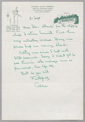 [Letter from Allen Kimberly to Ike Kempner, September 21, 1954]