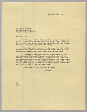 [Letter from I. H. Kempner to Allen Kimberly, September 16, 1954]