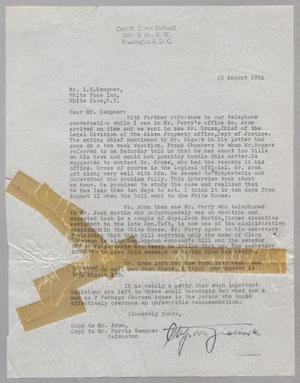 [Letter From Carl M. J. von Zielinski to I. H. Kempner, August 25, 1954]