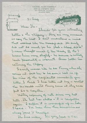 Primary view of object titled '[Letter from Colonel Allen Kimberly to Ike Kempner, August 21, 1954]'.