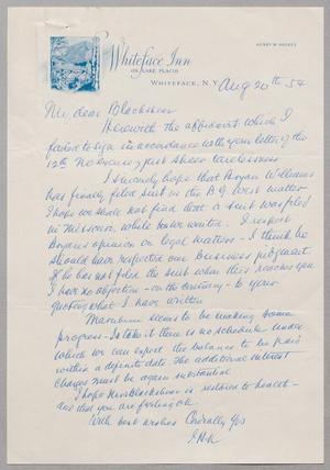[Handwritten Letter from I. H. Kempner to A. H. Blackshear, Jr., August 20, 1954]