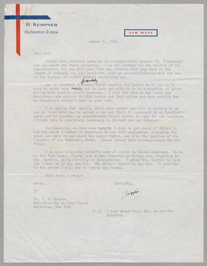 Primary view of object titled '[Letter from Harris Leon Kempner to I. H. Kempner, August 21, 1954]'.