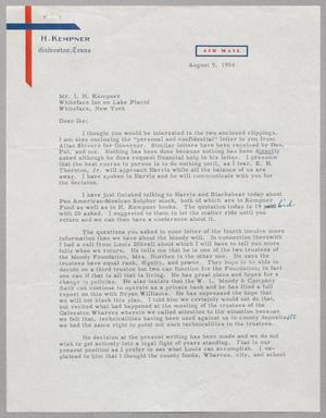 [Letter from Robert Lee Kempner to I. H. Kempner, August 9, 1954]