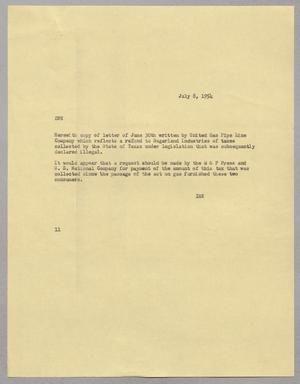 [Letter from Daniel W. Kempner to I. H. Kempner, July 8, 1954]
