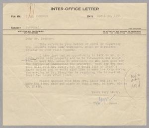 [Inter-Office Letter from Thomas L. James to Isaac Herbert Kempner, April 30, 1954]
