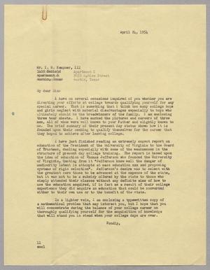 [Letter From I. H. Kempner to Issac H. Kempner III, April 24, 1954]