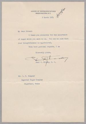 [Letter from House of Representatives to I. H. Kempner, March 2, 1954]