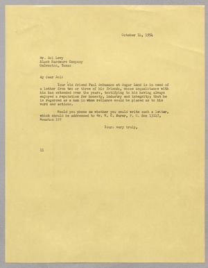[Letter from I. H. Kempner to Sol Levy, October 14, 1954]