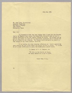 [Letter from I. H. Kempner to Adam Levy, July 22, 1954]