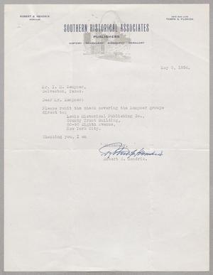 [Letter from Southern Historical Associates to I. H. Kempner, May 3, 1954]