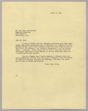 [Letter from I. H. Kempner to Ben Levy, April 5, 1954]