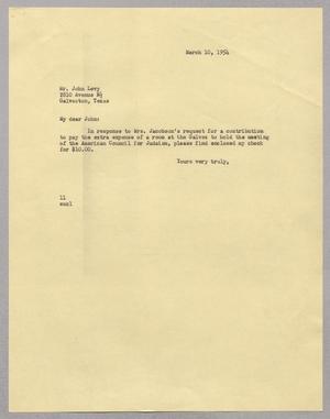 [Letter from I. H. Kempner to John Levy, March 10, 1954]