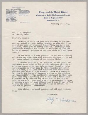 [Letter from Fritz G. Lanham to I. H. Kempner, February 28, 1954]