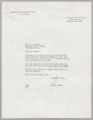[Letter from Ody H. Lamborn to I. H. Kempner, February 28, 1954]