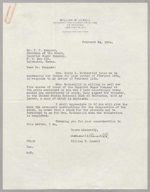 [Letter from William W. Lowell to I. H. Kempner, February 24, 1954]