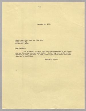 [Letter from I. H. Kempner to Evelyn and John Levy, January 30, 1954]