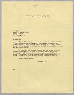 [Letter from I. H. Kempner to Ody H. Lamborn, January 25, 1954]
