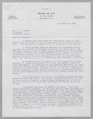 [Letter from Otto Marx, Jr. to Isaac H. Kempner, September 13, 1954]