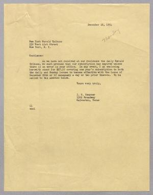 [Letter from I. H. Kempner to the New York Herald Tribune, December 16, 1954]