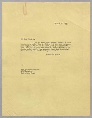 [Letter from I. H. Kempner to Midred Nussbaum, October 15, 1954]