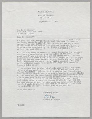[Letter from William M. Nathan to I. H. Kempner, September 21, 1954]