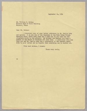 [Letter from I. H. Kempner to William M. Nathan, September 14, 1954]