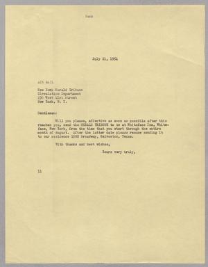 [Letter from I. H. Kempner to New York Herald Tribune, July 21, 1954]