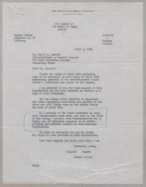 [Letter from Rogers Kelley to David C. Leavell, April 3, 1954]