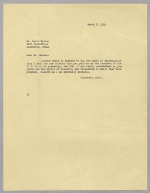 [Letter from I. H. Kempner to David Nathan, March 8, 1954]