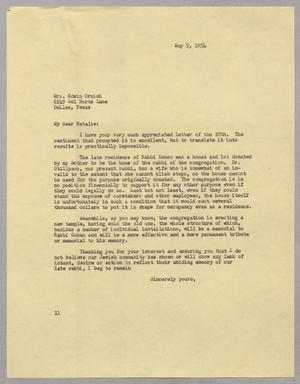 [Letter from I. H. Kempner to Natalie Ornish, May 5, 1954]