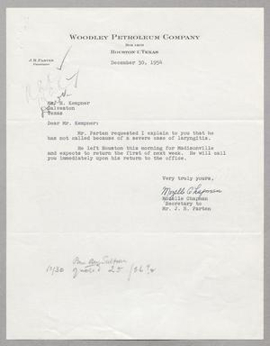 [Letter from Mozelle Chapman to H. Kempner, December 30, 1954]