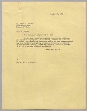 [Letter from I. H. Kempner to Robert H. Perlitz, October 30, 1954]
