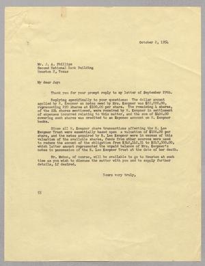 [Letter from Ray I. Mehan to J. A. Phillips, October 2, 1954]