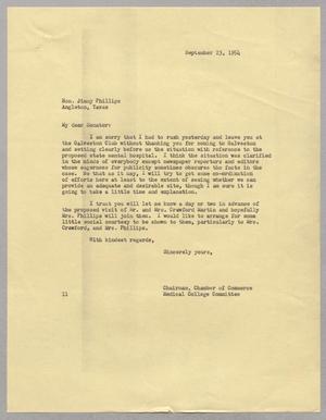 [Letter from I. H. Kempner to Hon. Jimmy Phillips, September 23, 1954]