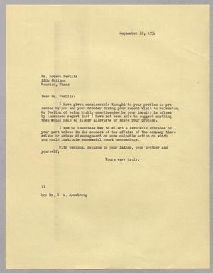[Letter from I. H. Kempner to Robert Perlitz, September 18, 1954]