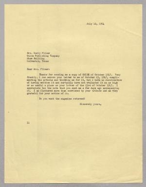[Letter from I. H. Kempner to Mrs. Garry Pliner, July 12, 1954]