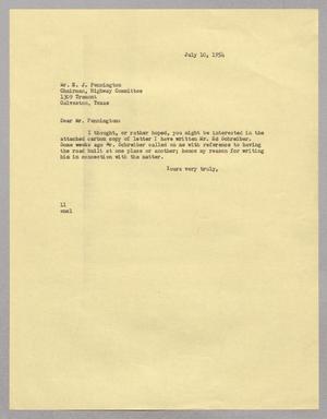 Primary view of object titled '[Letter from I. H. Kempner to E. J. Pennington, July 10, 1954]'.