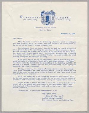 [Letter from Rosenberg Library Improvement, Repair and Building Fund, November 15, 1954, #2]
