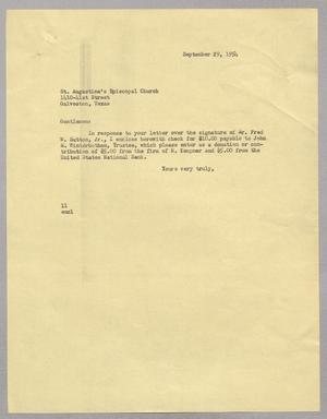 [Letter from Isaac H. Kempner to St. Augustine's Episcopal Church, September 29, 1954]