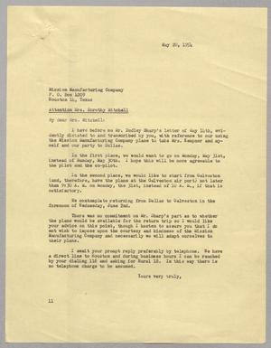 [Letter from I. H. Kempner to Mission Manufacturing Company, May 20, 1954]