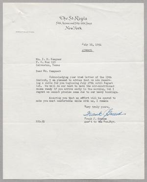 [Letter from Frank J. Greene to Harris L. Kempner, July 16, 1954]