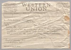 [Telegram from Isaac H. Kempner to Allan Shivers, Date Unknown]