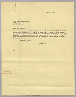 [Letter from I. H. Kempner to Hon. John Ben Shepperd, June 21, 1954]