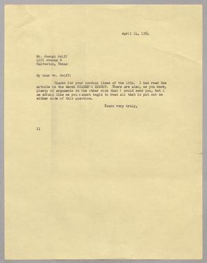 [Letter from I. H. Kempner to Joseph Swiff, April 14, 1954]