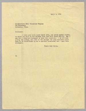 [Letter from I. H. Kempner to Southwestern Bell Telephone Company, April 3, 1954]
