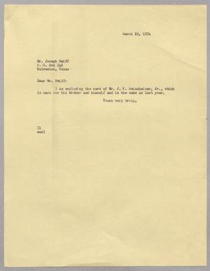 [Letter from Isaac Hebert Kempner to Joseph Swiff, March 22, 1954]