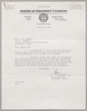 [Letter from J. F. Seinsheimer, Jr. to I. H. Kempner, March 13, 1954]