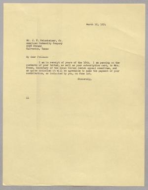 [Letter from I. H. Kempner to J. F. Seinsheimer, Jr., March 18, 1954]