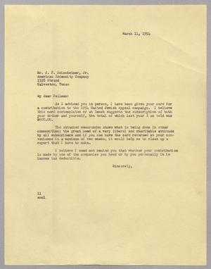 [Letter from I. H. Kempner to J. F. Seinsheimer, Jr., March 11, 1954]